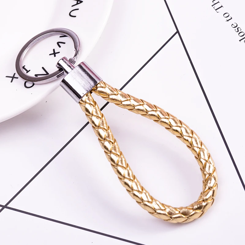 Fashion Leather Braided Rope Keychain For Men Women DIY Key Chains Bag Car Metal Key Ring Jewelry Accessories