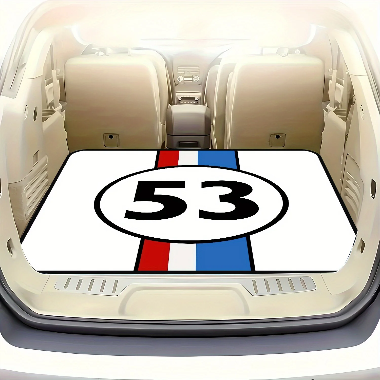 1pc 53 HERBIE Car-Themed Polyester Trunk Mat - Resistant To Dust, Long-Lasting, Easy To Clean Interior Cover, Chic And Sophistic
