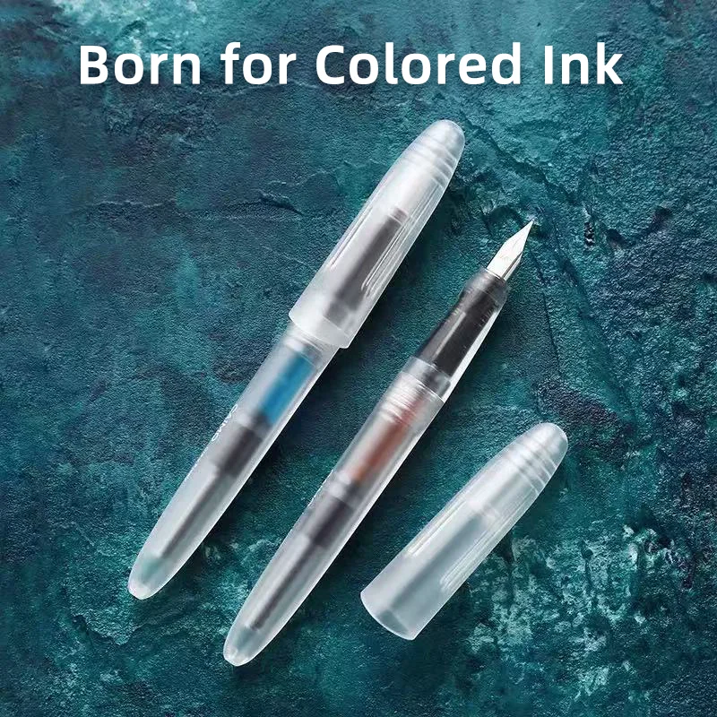 10PCS Tramol Transparent Matte Fountain Pen Frosted Resin Body Compatible with Colored Ink Smooth Writing for Drawing & Writing