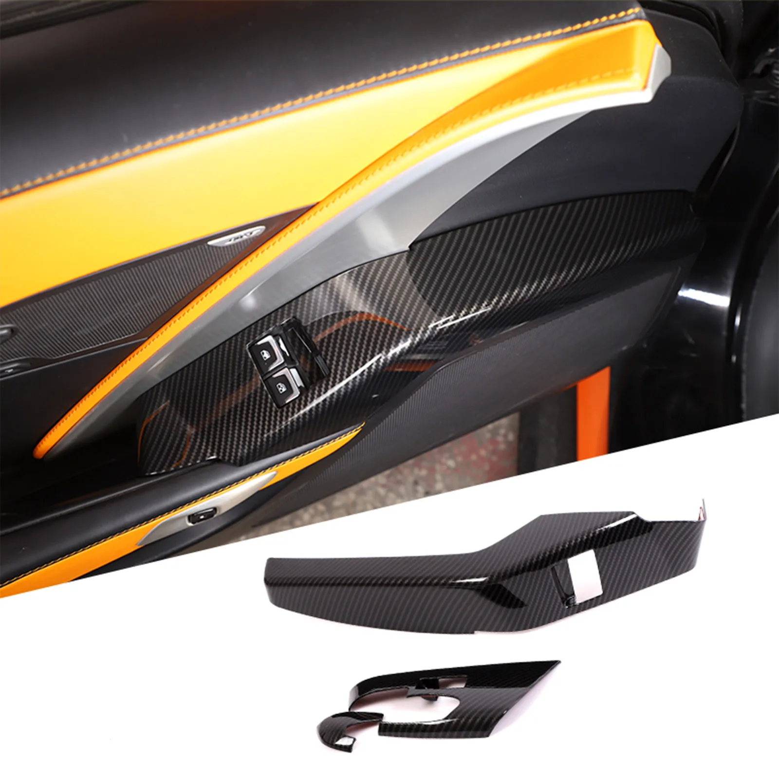 

3Pcs ABS carbon fiber For 2014-2019 Chevrolet Corvette C7 car styling glass lift switch frame sticker car interior accessories