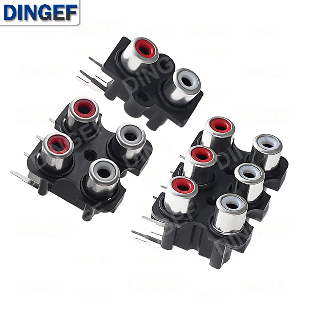 5PCS 2/4/6/8 Hole RCA Female Stereo Audio Jack AV Audio Input Socket Connector Lotus Row Amplifier Interface Signal Connection