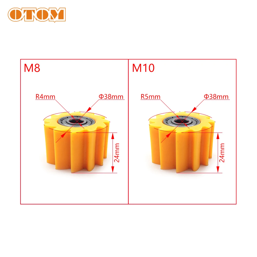 OTOM 2 Pcs Motorbike Chain Rollers (Serrated) Tensioner Pulley Wheel Guide Standard Parts For Dirt Street Bike Enduro Motorcycle