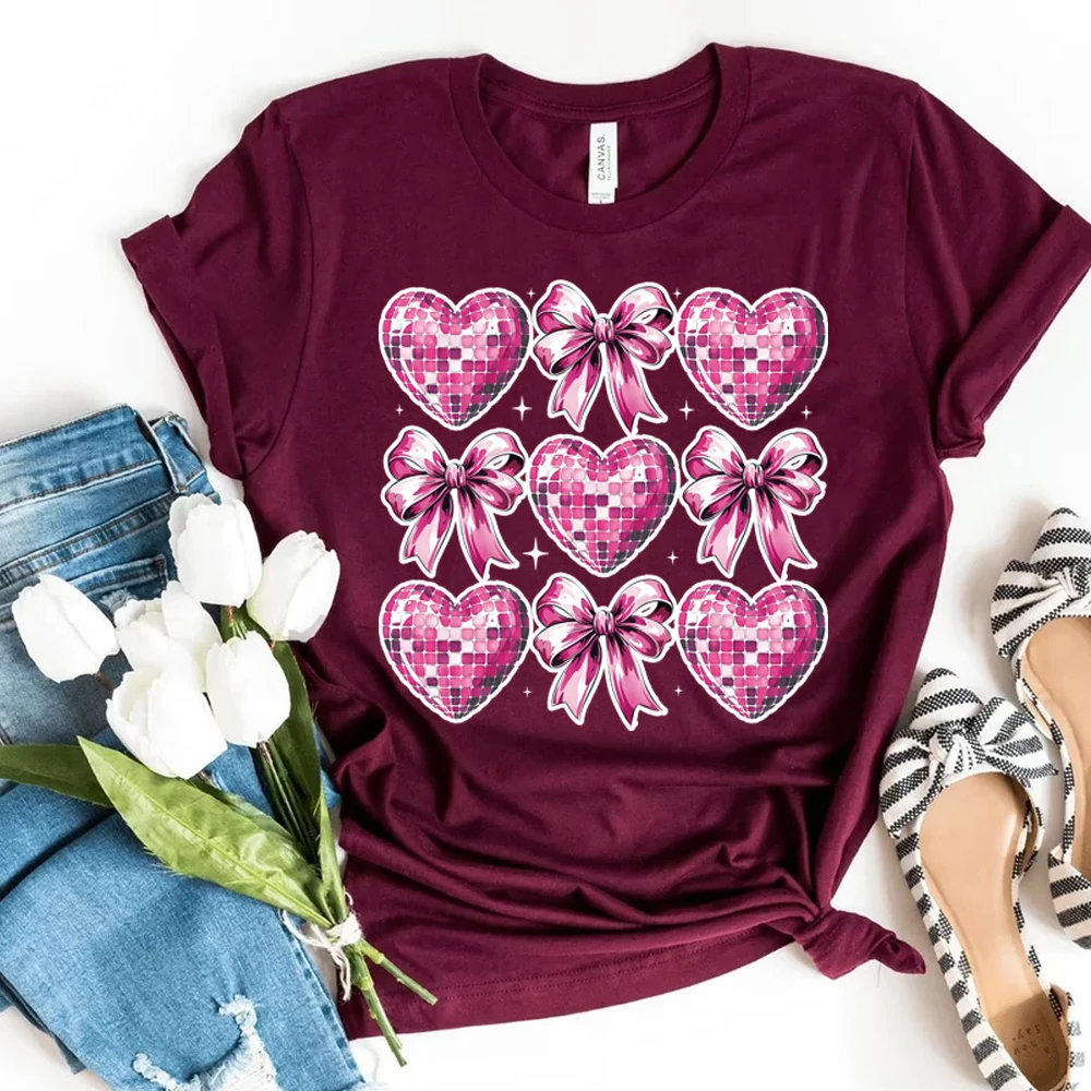 愛の弓の装飾ステッカー、ホットトランスファー印刷、DIY、バレンタインデー、1セットあたり6個