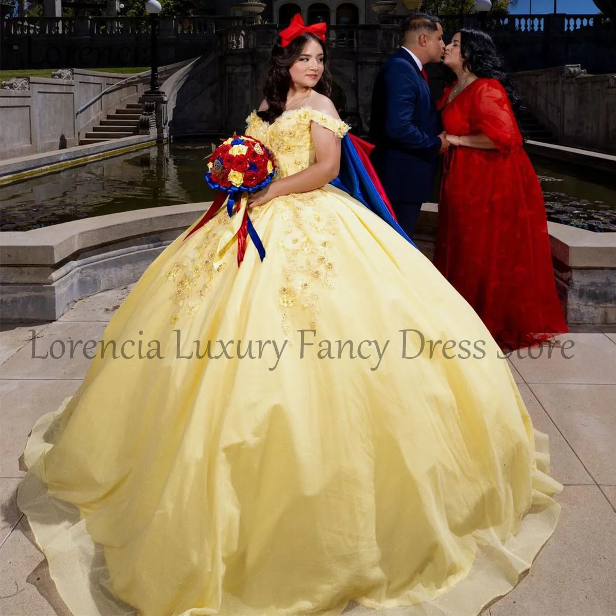 Mexican Yellow Quinceanera Dress Ball Gown 2024 Sweet 15 16 3D Flowers Beaded Applique Corset Formal Vestidos De 15 Años