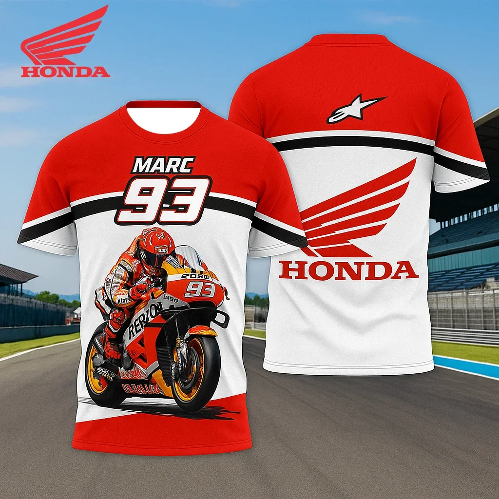 تي شيرت رجالي صيفي بأكمام قصيرة من Honda ماركة سيارة رياضية لسباق الدراجات النارية سريع الجفاف جيرسي كاجوال #5