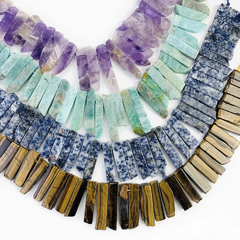 

1 String Natural Stone Icicle Stick Pendant Amethyst Crystal Quartz Teeth Cluster Column Charm DIY Necklace Jewelry Accessory