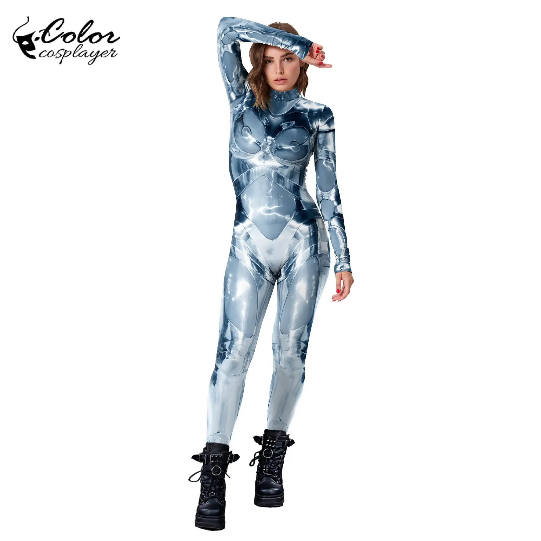 Kleur Cosplayer Film Cosplay Jumpsuit Anime Vermomming Kostuum Halloween Party Bodysuit Lange Mouw Catsuit Carnaval Zentai