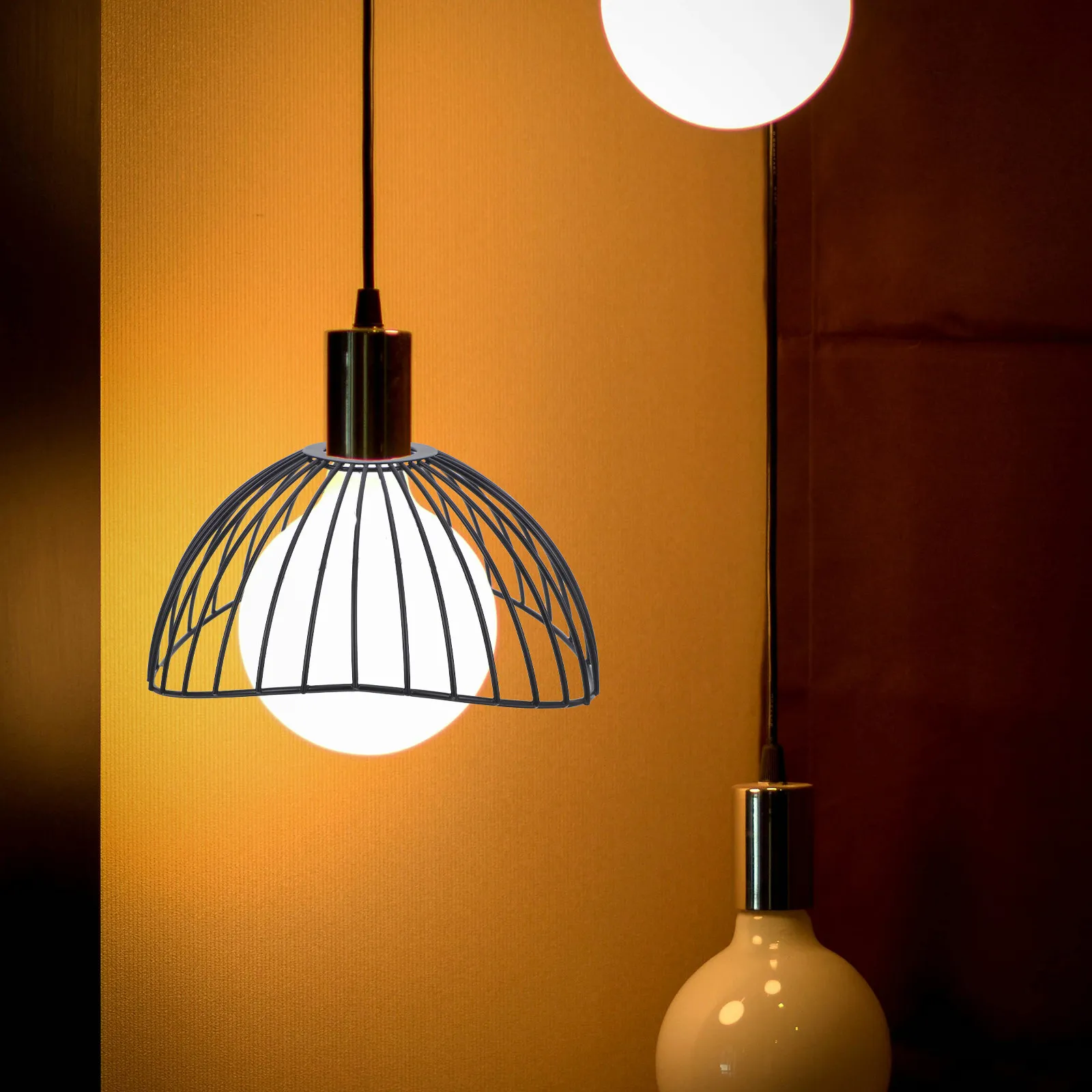 Vintage Industrial Floor Lampshade Metal Cage Retro Bulb Dimmable Standing Light for Living Room Bedroom Metal Wire Lampshade