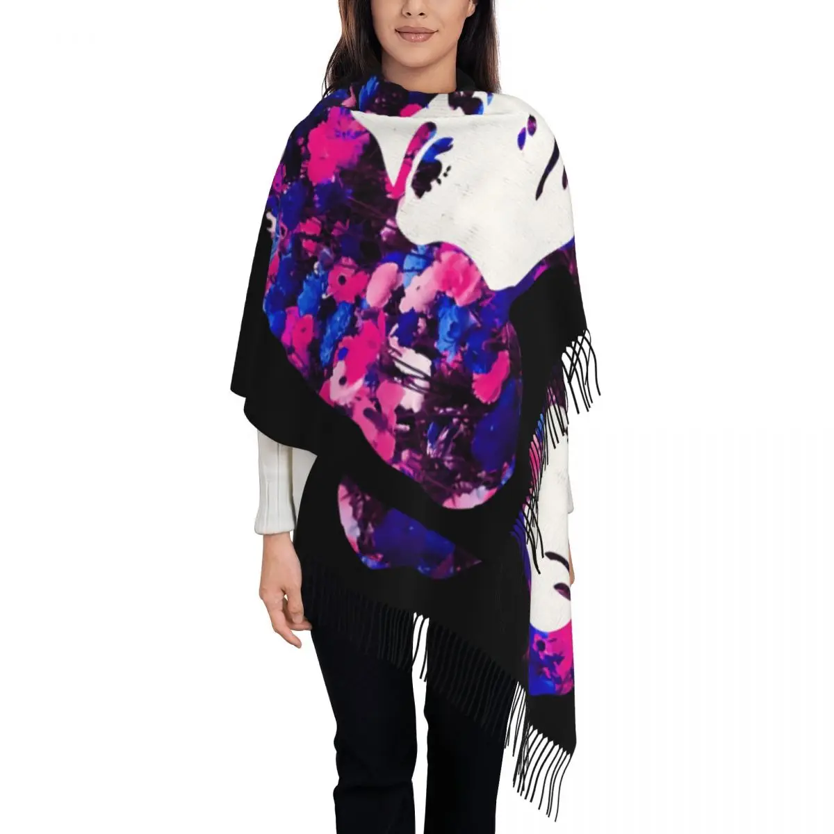 

Женский шарф французского альбома ExiT на заказ, длинная зимняя теплая шаль с кисточками, унисекс, шарфы для ТВ для девочек