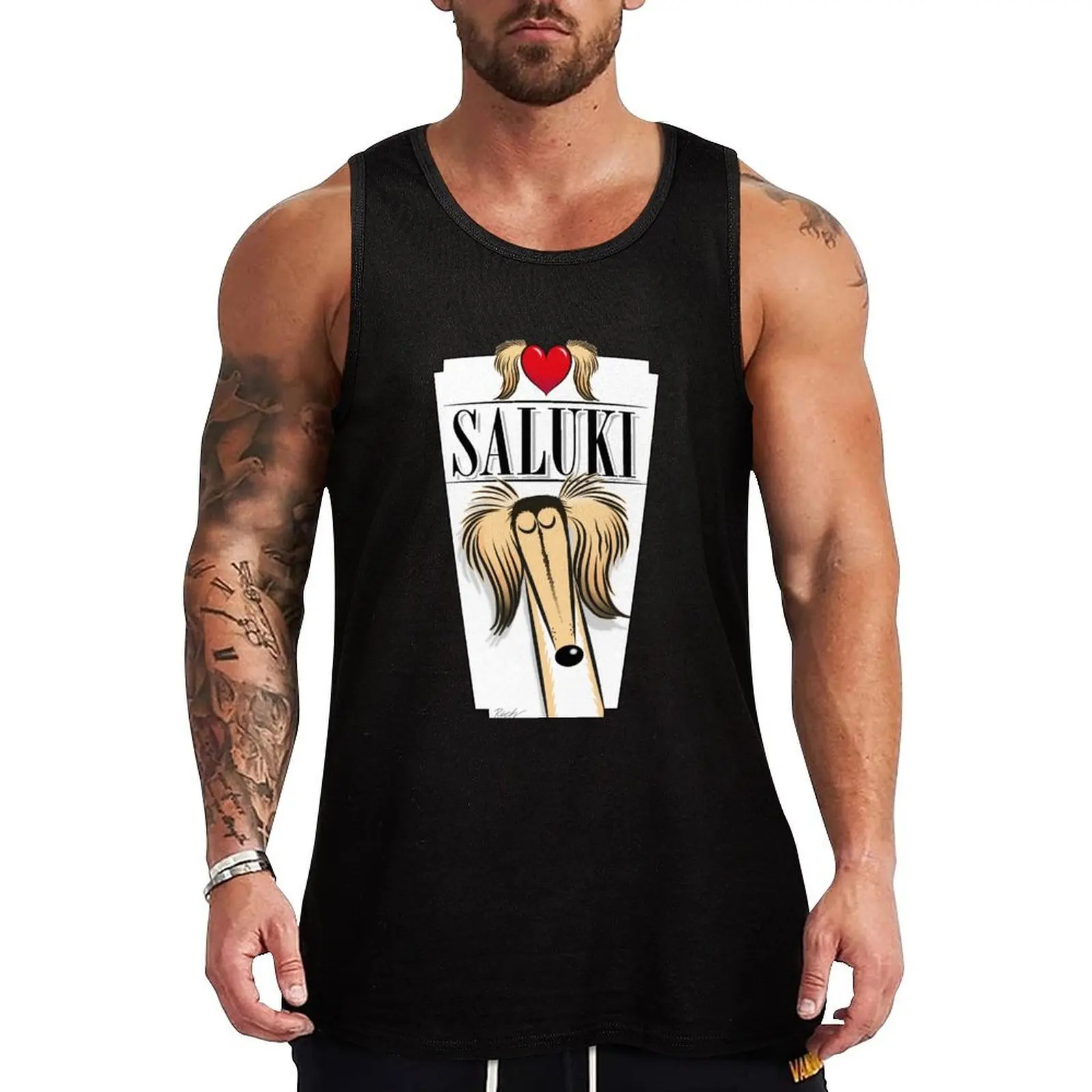 Camiseta sin mangas Love Saluki, camiseta sin mangas resistente al sudor, ropa de gimnasio que absorbe la humedad