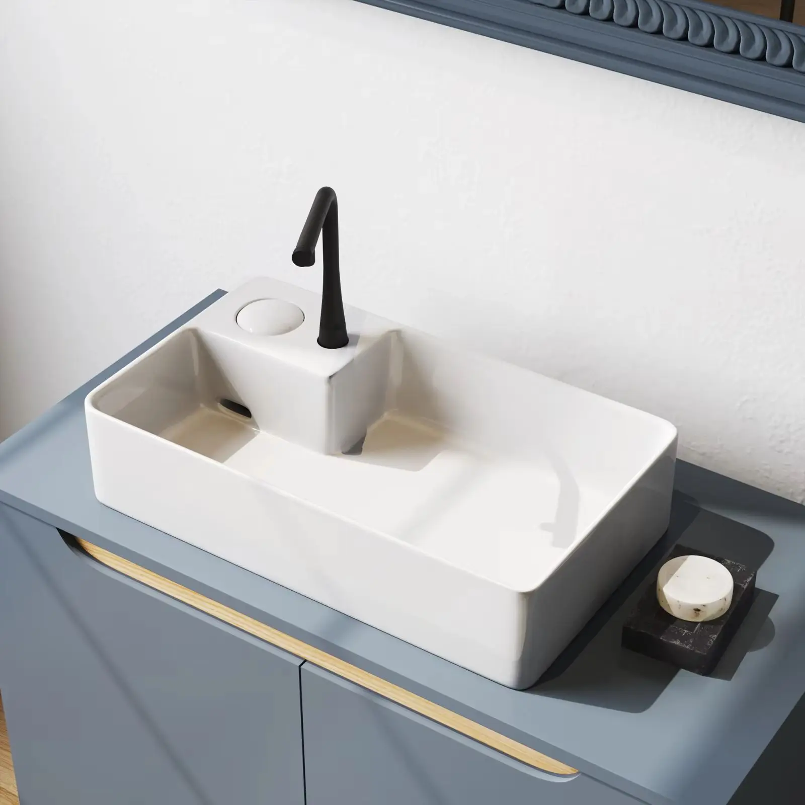 Ceramic Bathroom Sink Countertop Basin with Drain