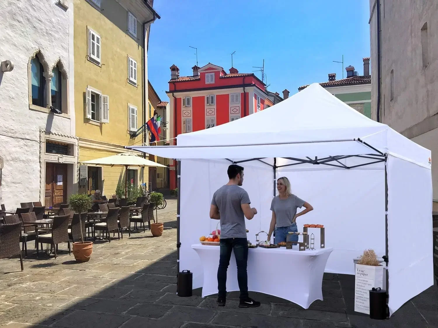 Pop up Canopy Tent with Awning and Sidewalls 10x10 Market -Series, White