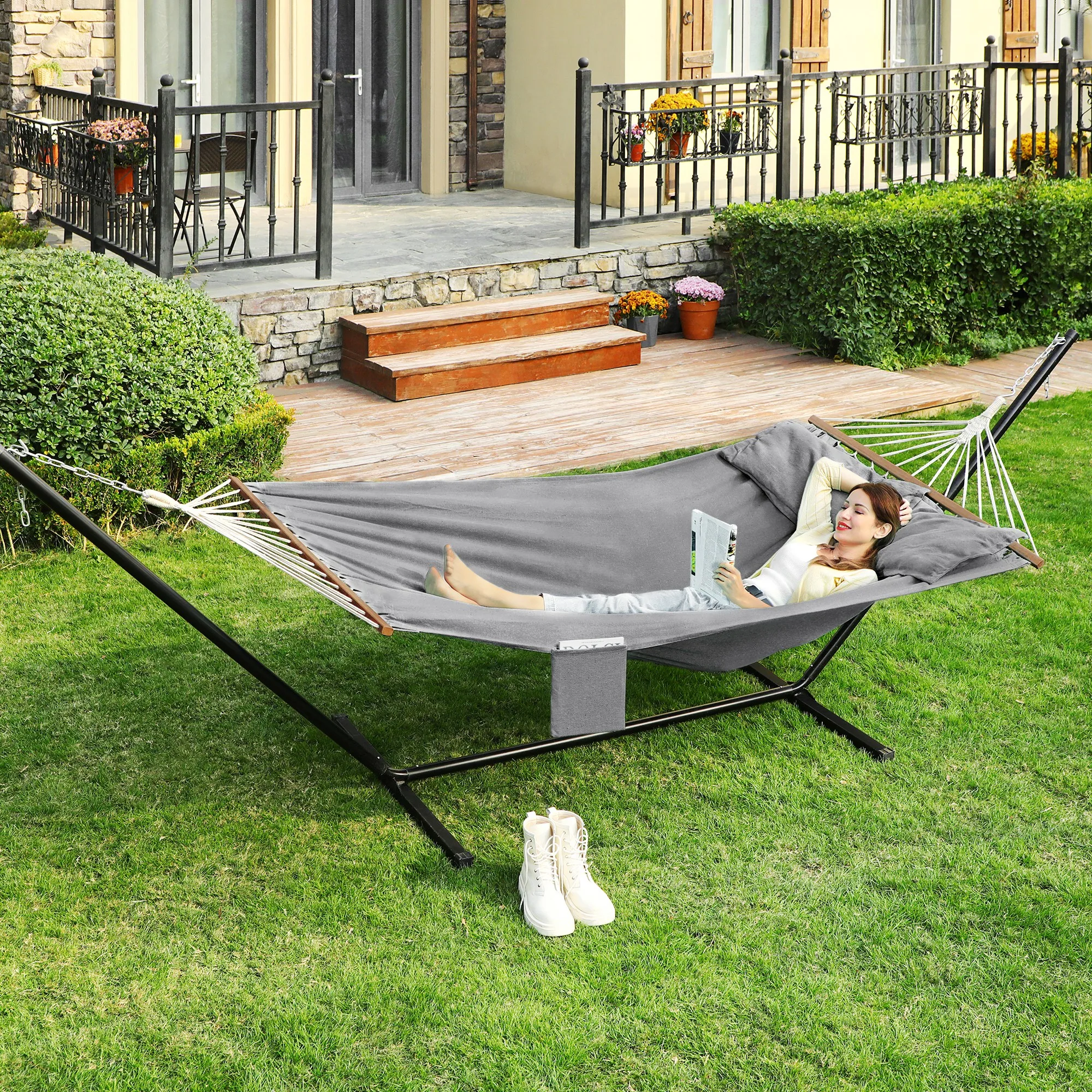 SONGMICS Hammock, TC Fabric, Grey, 210 x 150 cm