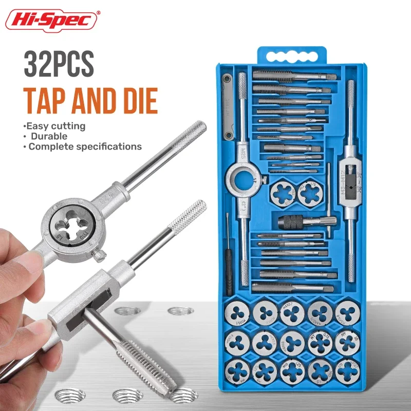 hi-spec-mechanic-official-store-tap-and-die-set-thread-kit-hand-screw-thread-tool-kit-alloy-steel-internal-thread-taps-hand-tool
