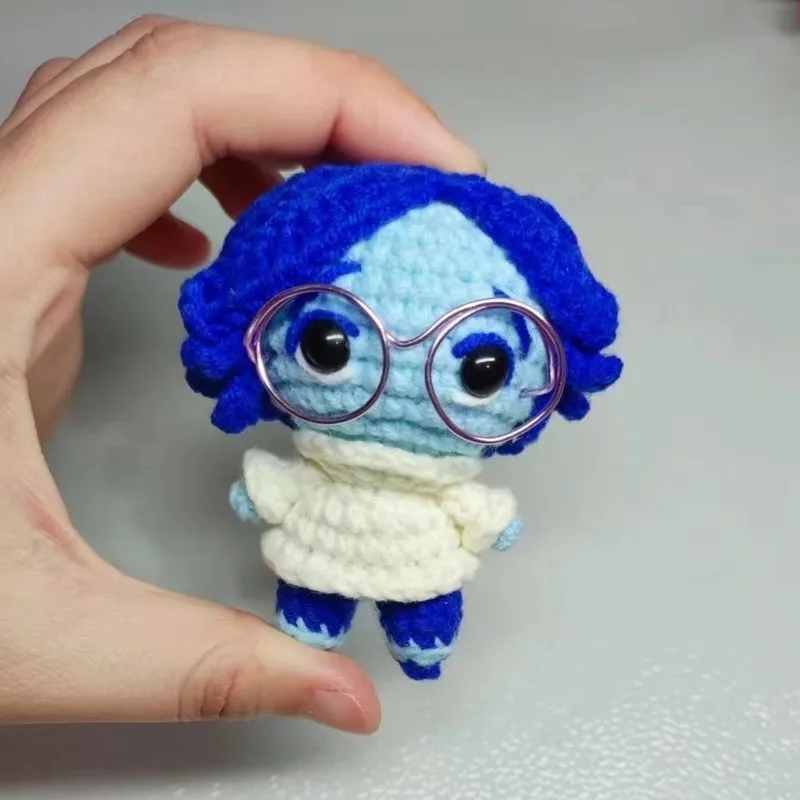 Inside Out Handmade Knitted Yarn Doll Cartoon Cute Inside Out Knitted Doll Key Chain Bag Pendant For Kid Birthday Gift