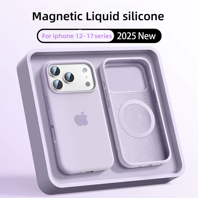 Oryginalne etui z płynnego silikonu do MagSafe dla iPhone 17 16 13 14 15 Pro Max 16 13 14 15 Pro, magnetyczne, do bezprzewodowego ładowania, miękka obudowa. — zdjęcie produktu 2