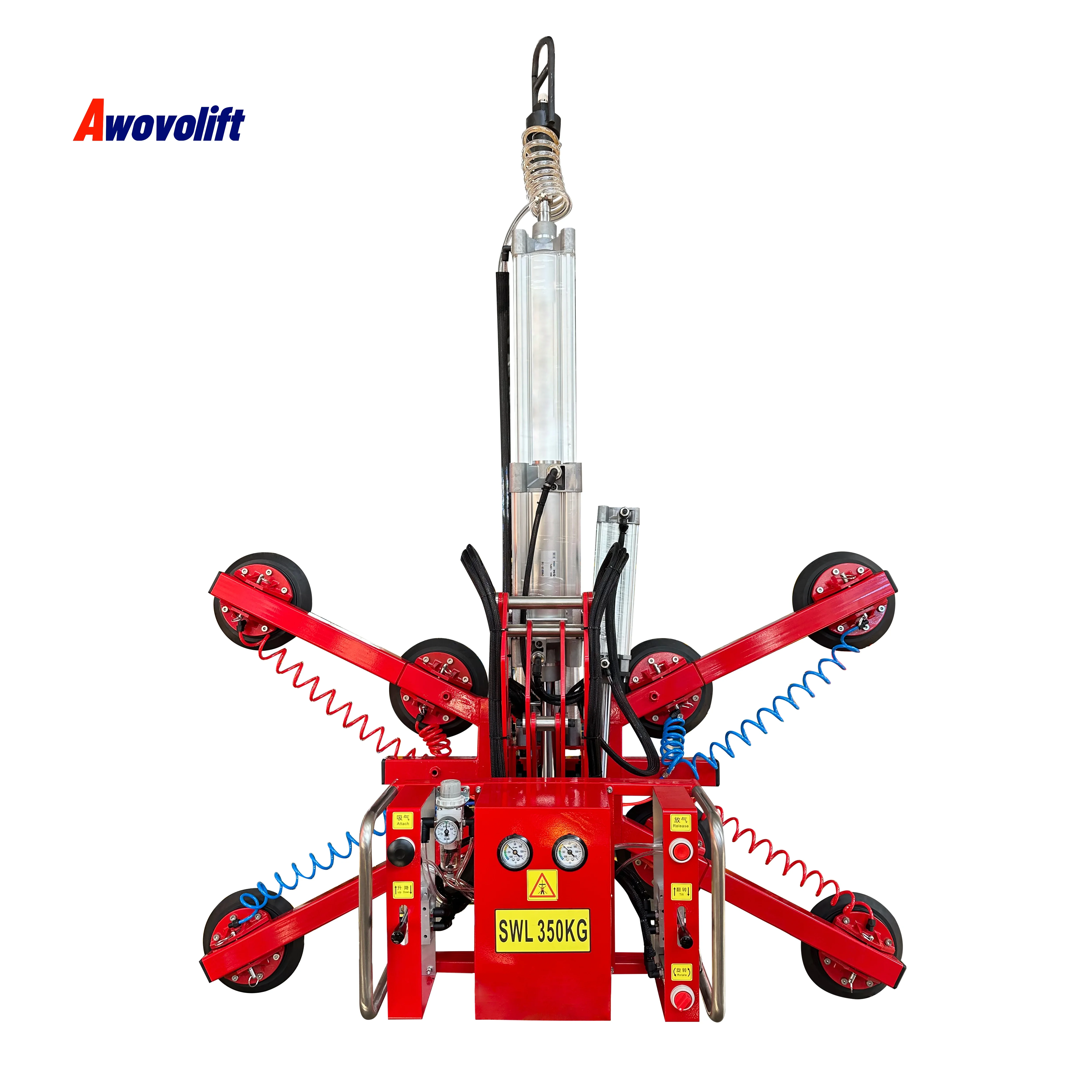 Awovolift Elevador de vacío de vidrio neumático de aire de doble circuito para sistema doble de panel de madera con función de inclinación giratoria 500 kg CE