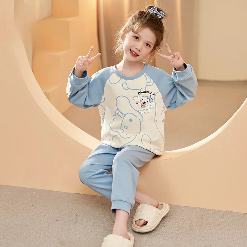 Sanrio New Cinnamoroll Babycinnamoroll Silk Pajamas Women's Cute Comfortable Cool Breathable Lightweight Home Children's Pajamas