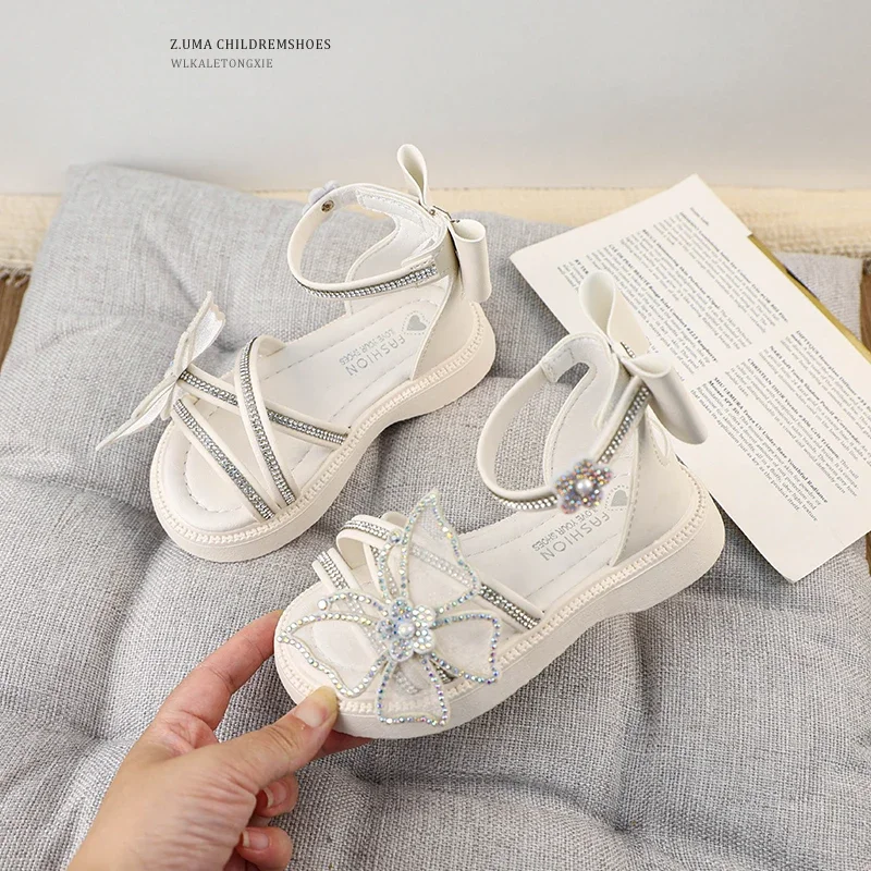 

Sweet Children High-top Sandals Luxury Summer Girls Rhinestone Princess Sandals Open-toe Causal Kids Fashion Sandals Hollow-out