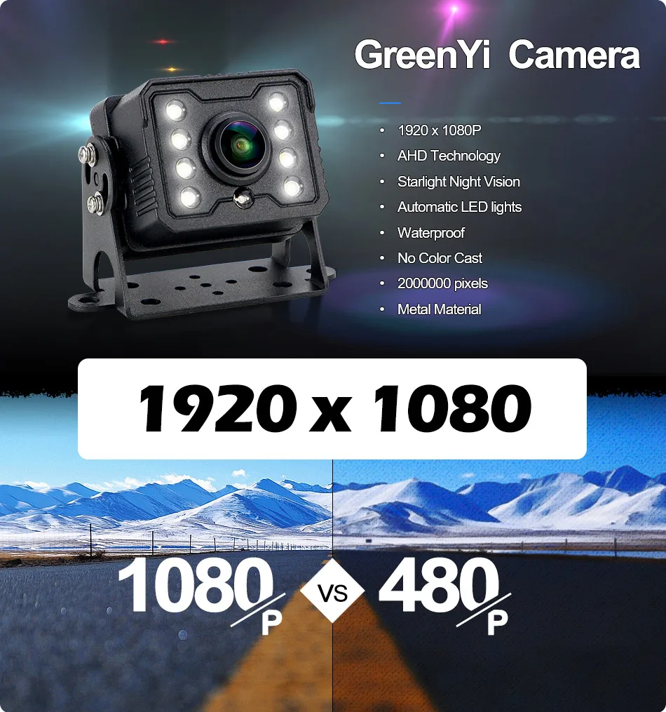GreenYi 1920*1080P AHD High Definition Truck Starlight Night Vision Rear View Camera For Bus Car