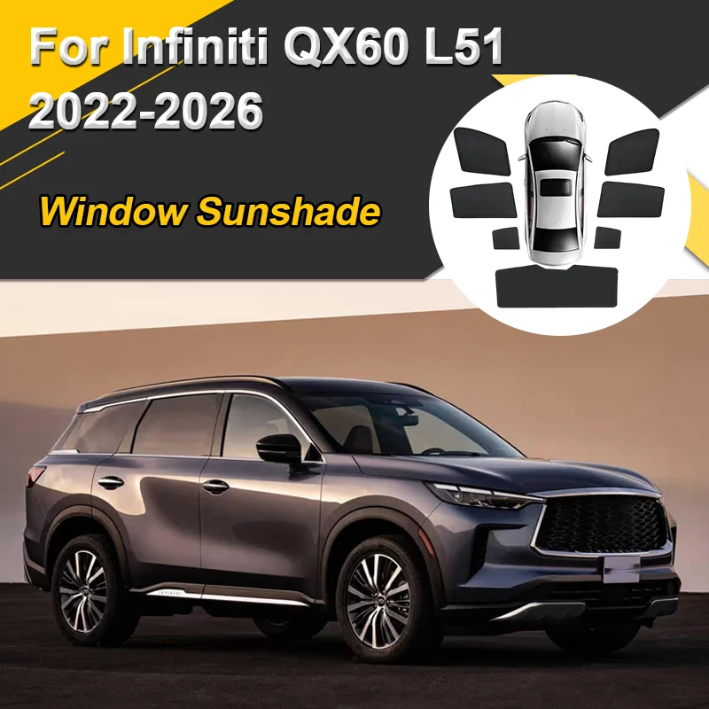 Car Sun Shades For Infiniti QX60 L51 2022-2026 Sunshades Heat Insulation Window Curtain Mesh Windshield Visors Auto Accessories