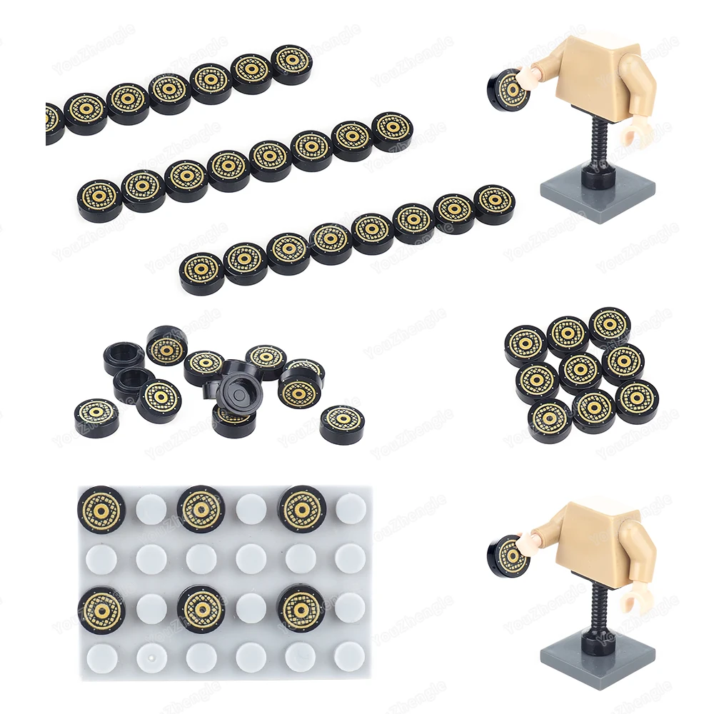 Gold Concentric circles Grill Pattern Building Block 98138 Printed 1x1 MOC figures Party Speaker Accessories set Model Gift Toys