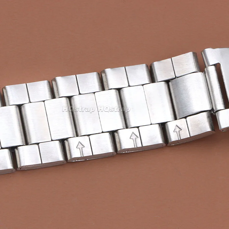 스테인레스 스틸 밴드 12mm 14mm 16mm 18mm 20mm 22mm 24mm 유니버설 시계 스트랩 금속 세 구슬 팔찌 접는 걸쇠 팔찌