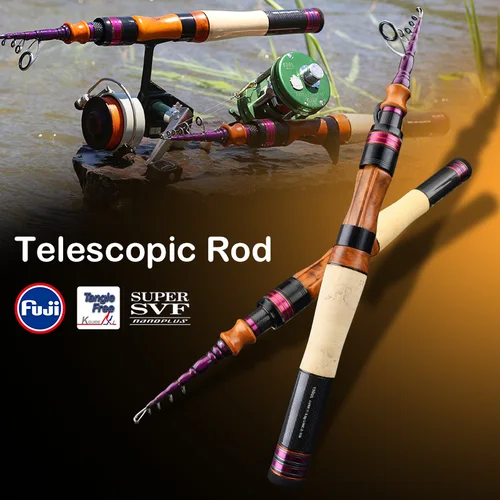 Imagen 2 del producto PURELURE 1,50 m XUL BFS caña telescópica 5 pies caña de viaje trucha giratoria fundición punta sólida caña de pescar de carbono pequeña cebo perca caña