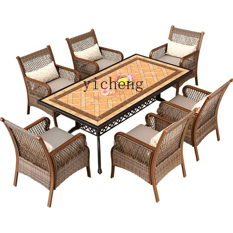 

XL outdoor table and chair rattan chair tea table and chair combination aluminum alloy leisure outdoor terrace