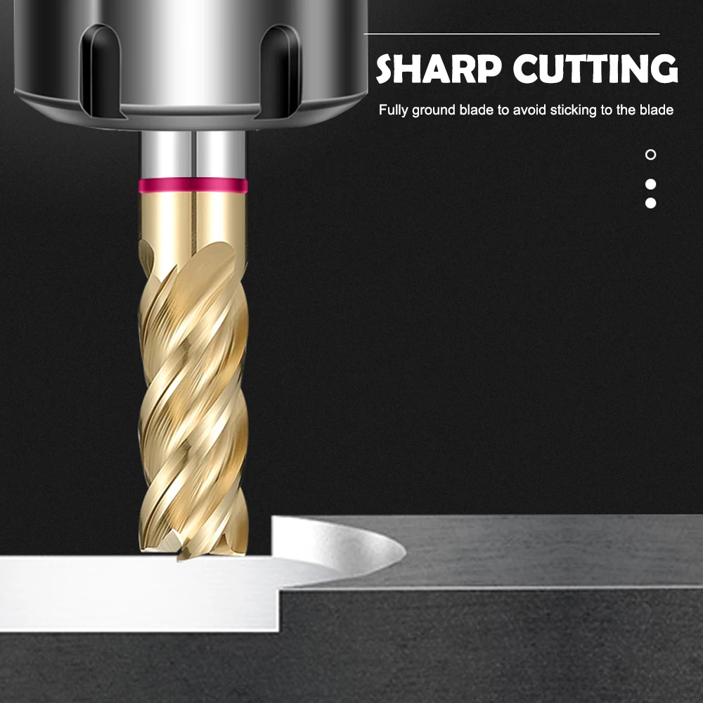 Imagem -04 - Yifino Tgp-hrc60 2-ring Tungsten Aço Carbide Revestimento Fundo Plano Fresa Cnc Mecânica Machin End Mill Ferramenta Rosa