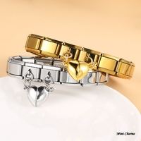 Removable Magnetic Attraction Cute Heart Italian Charm Link Fit 9mm Stainless Steel Bracelet Fashion DIY Making Beads Jewelry