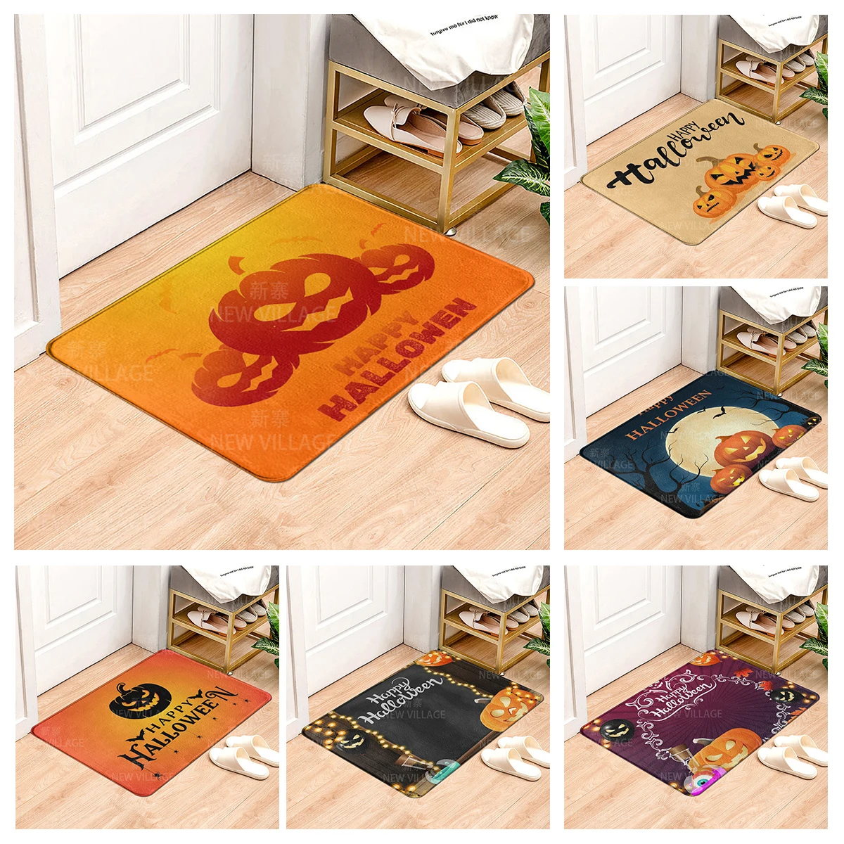 House entrance carpet Home door mat Living Room Bath Foot bathroom non-slip water absorption rugs bath Halloween Autumn Pumpkin