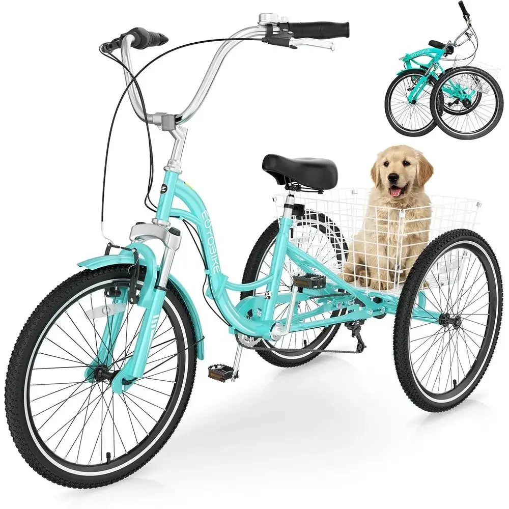 

7-Speed Adult Tricycles with Low Step-Through, Large Basket, Suitable for Men, Women, and Seniors