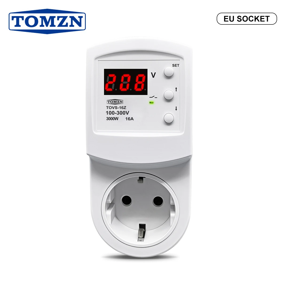 TOMZN Automatic Voltage Protector Socket AC 220V 230V 16A 3000W EU Plug Overvoltage Protective Device Undervoltage Protection