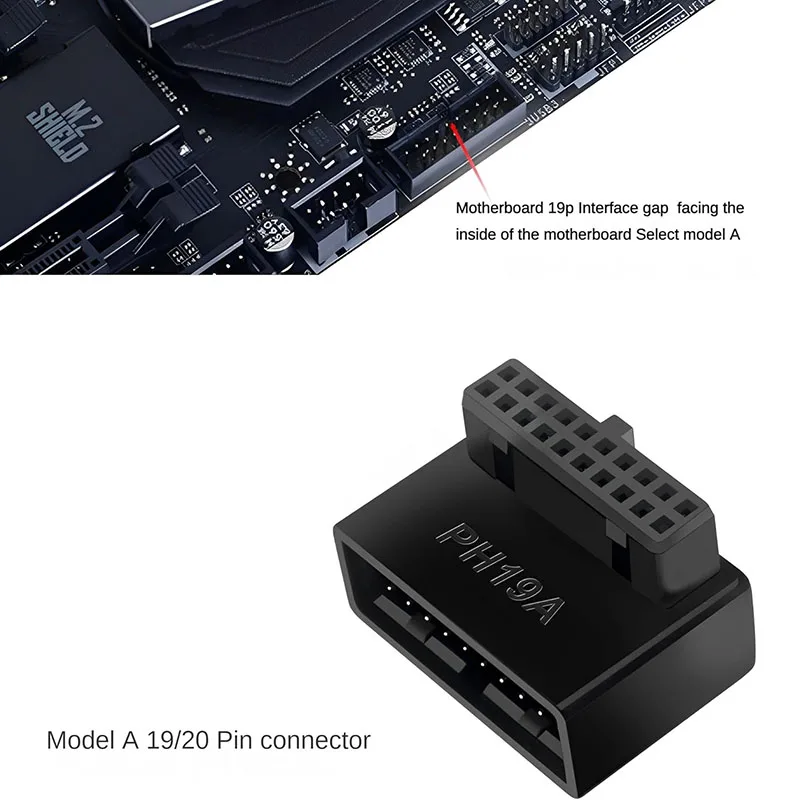 USB 3.0 19Pin 20Pin Motherboard Header Adapter - 90 Degree Angle Connector for Streamlined Cable Management Effortless PC