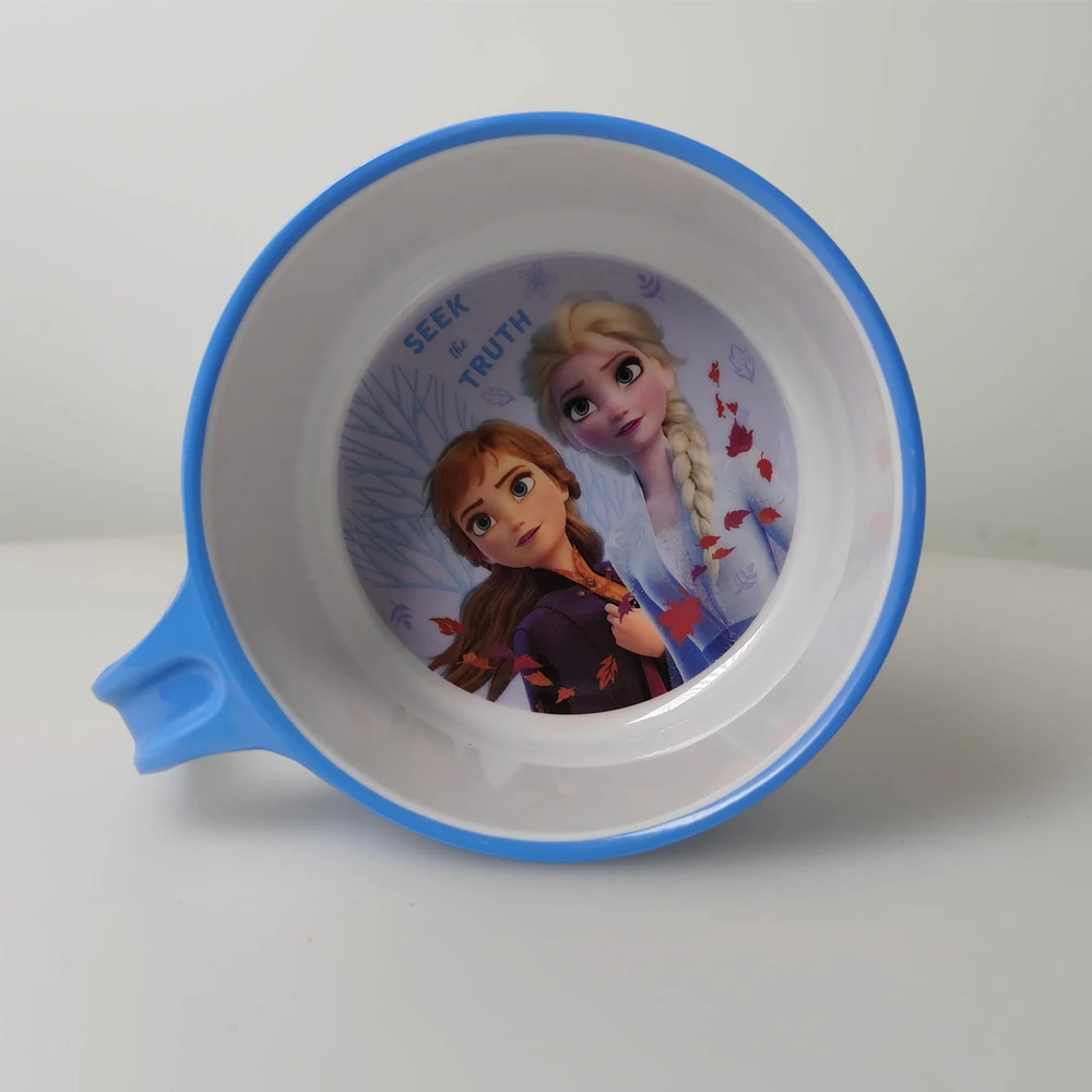 

1 шт., миска из мультфильма Disney «Холодное сердце», Эльза и Анна, фиолетовая, Эльза Олаф, двухцветная миска с одной ручкой, семейная миска для риса