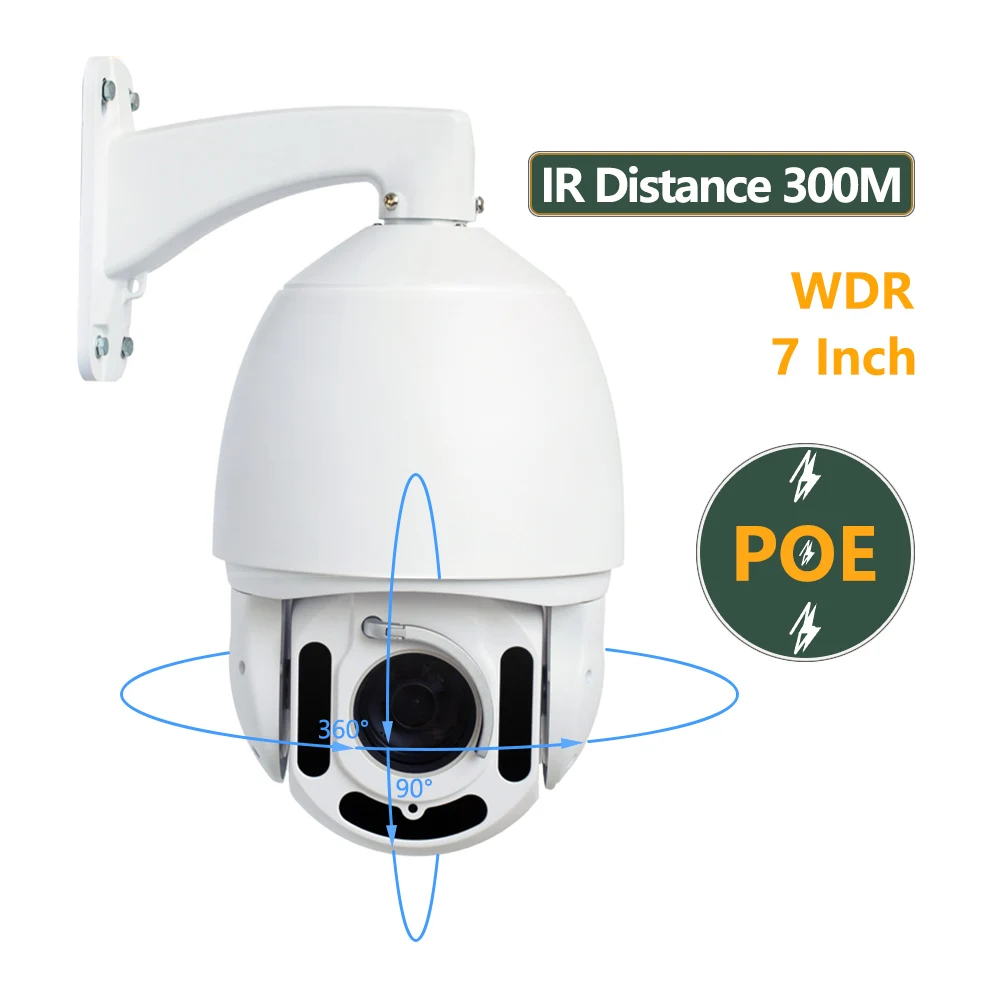 7 Inch 500m IR Range PTZ Network IP  5MP POE 40X Optical Zoom High speed Surveillance PTZ Dome