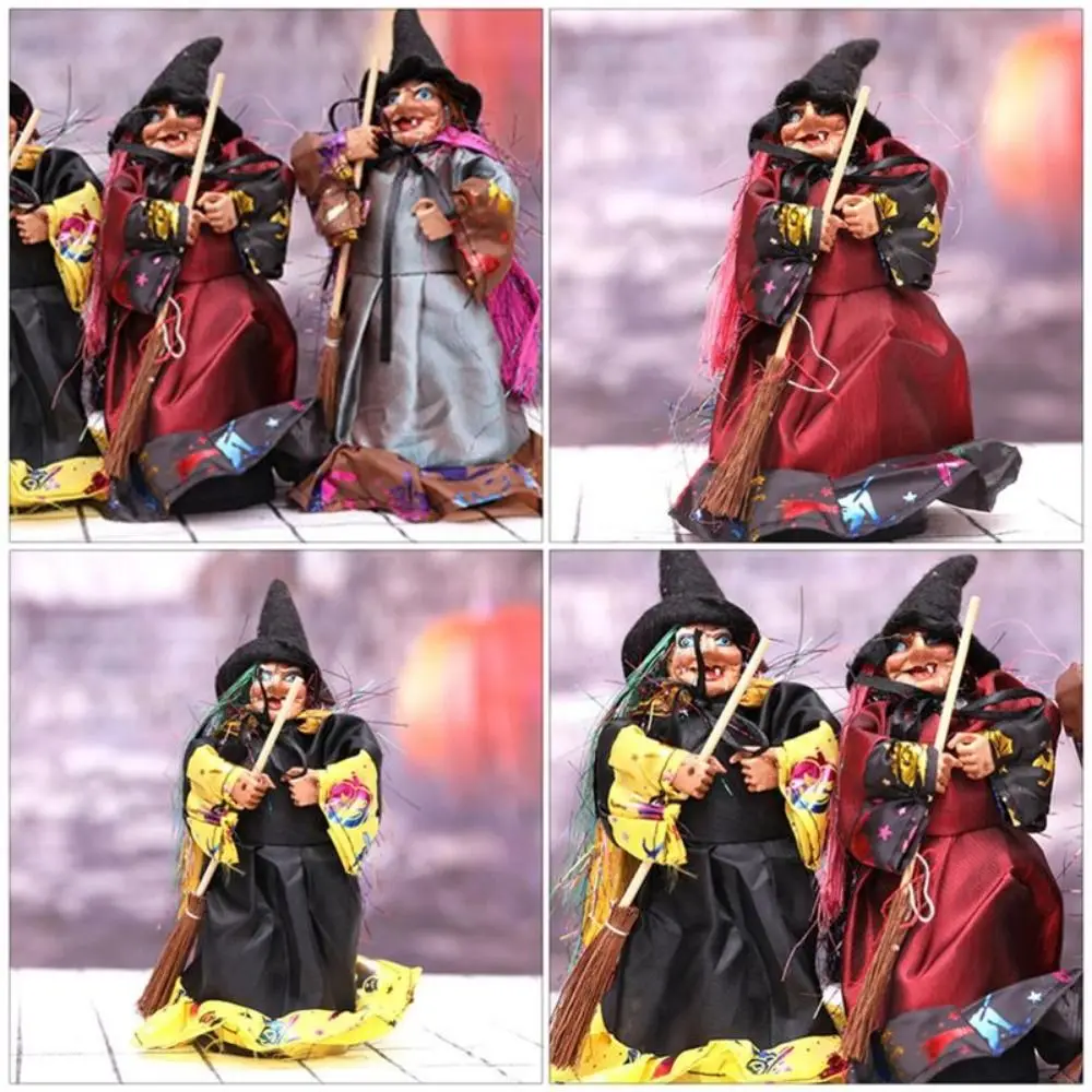 Creative DIY Halloween Witch Ornaments Handmade With Broom Broom Witch Figurines Witch Witch Broom Props Ghost Festival
