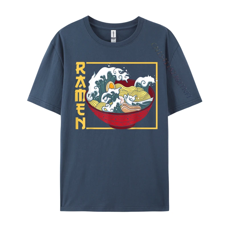 The Great Wave Off Kanagawa Ramen Eater Japanese Noodle Soup Casual Normal Tops Tees Cotton Fabric Men's Tshirts Normal