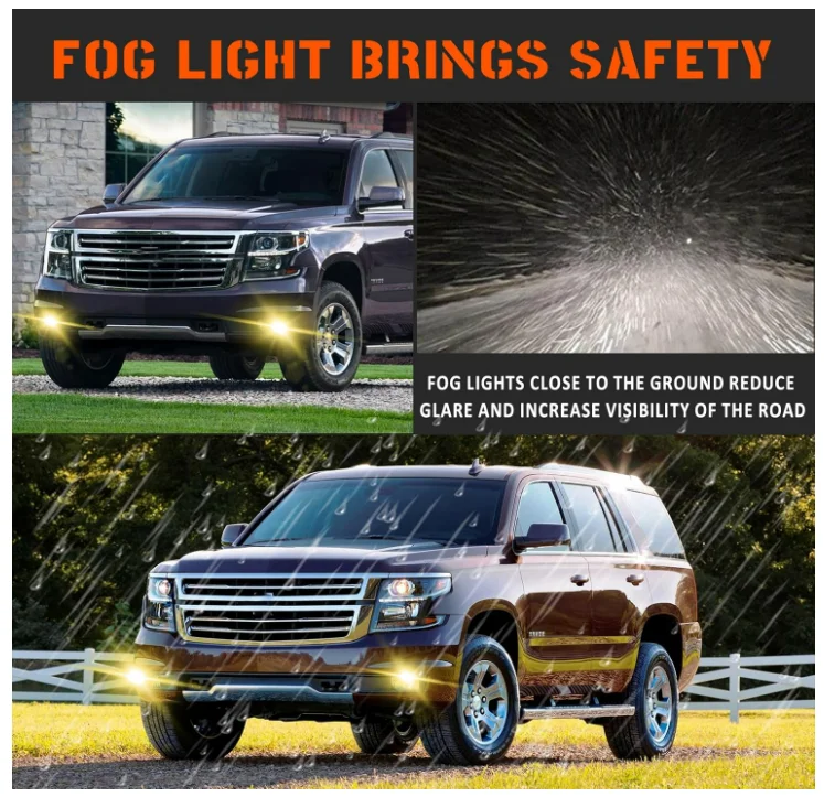 Fog Light Compatible with 2015 2016 2017 2018 2019 2020 Chevy Suburban Tahoe Front Bumper Fog Lamp with Switch and Wiring Kit