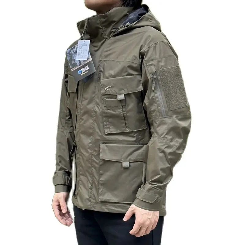 Tactical Jacket TRG Fans Tactical Multi Pocket Hard Shell Adhesive Charge Coat Waterproof and Breathable