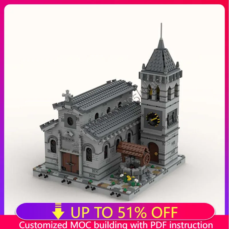 

New 2085 PCS Medieval Church Modular Building Blocks Model Children Puzzle Educational Assembly Surprise Popular Christmas Gifts