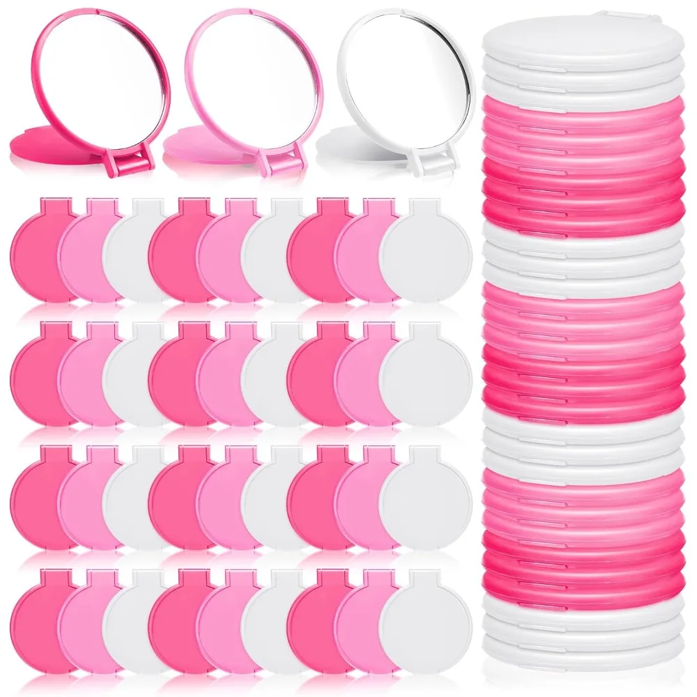 12-45 Stück Mini Klappbarer Taschenspiegel Rosa Weiß Tragbarer Schminkspiegel für Frauen Party-Gastgeschenke Braut Geburtstagsgeschenk