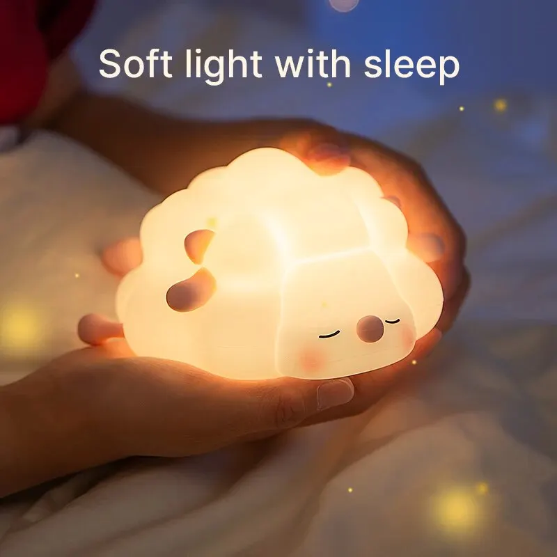 Touch Sensor Silicone LED Lamp Sleeping Sheep USB Rechargeable Nightlight Dimmable Mood Light for Bedroom Decor Birthday Gift