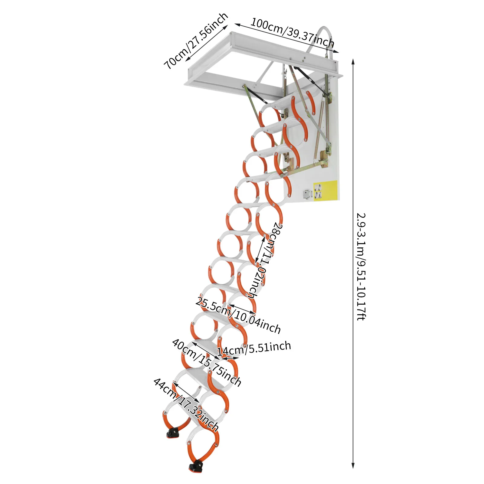 سلم عطري 12 خطوة، سلالم علية قابلة للأسفل، سلالم قابلة للطي مثبتة على الحائط