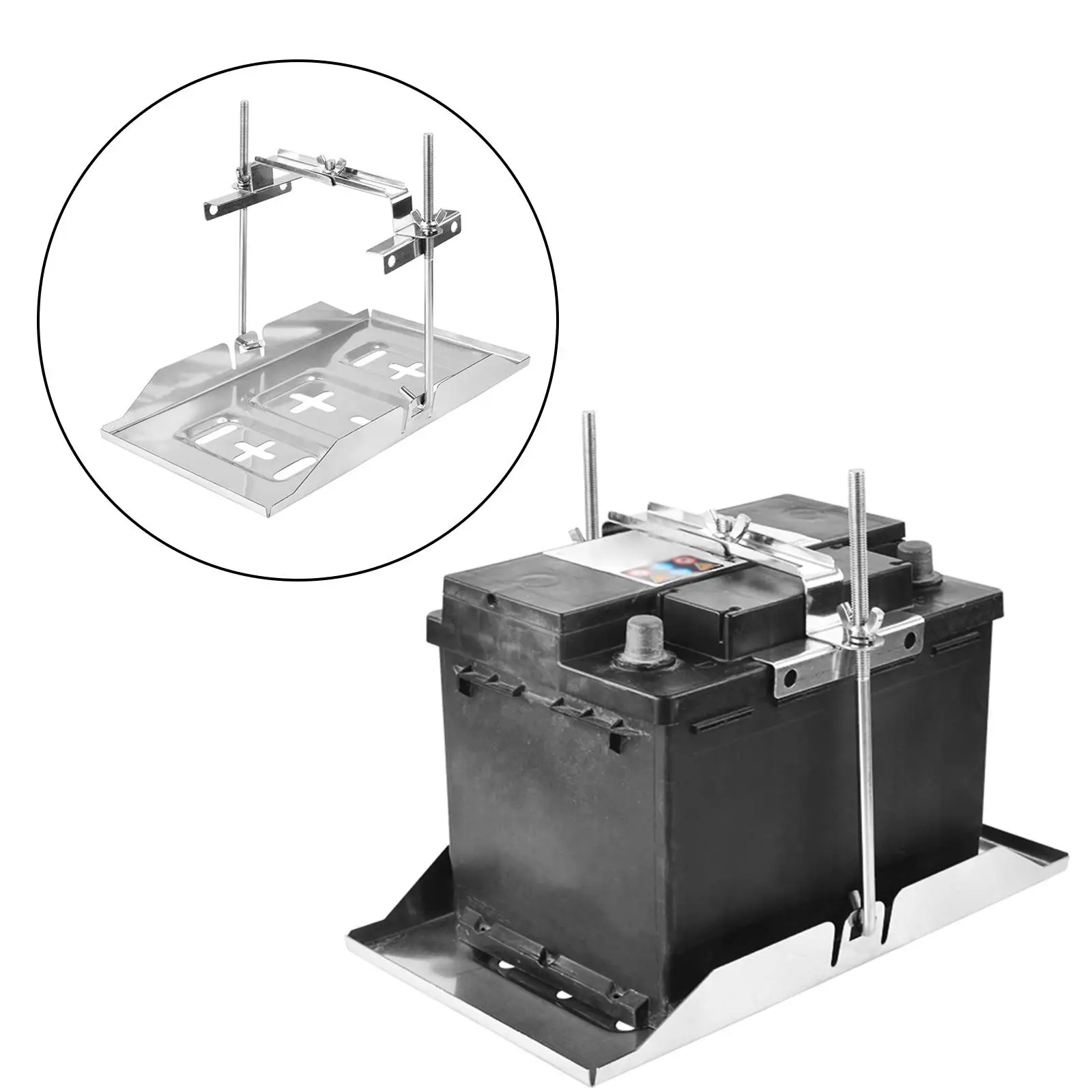 Generic Car Battery Tray Bracket High Performance Car Accessory Practical Battery Hold Down Tray Kit for Automobile Boats