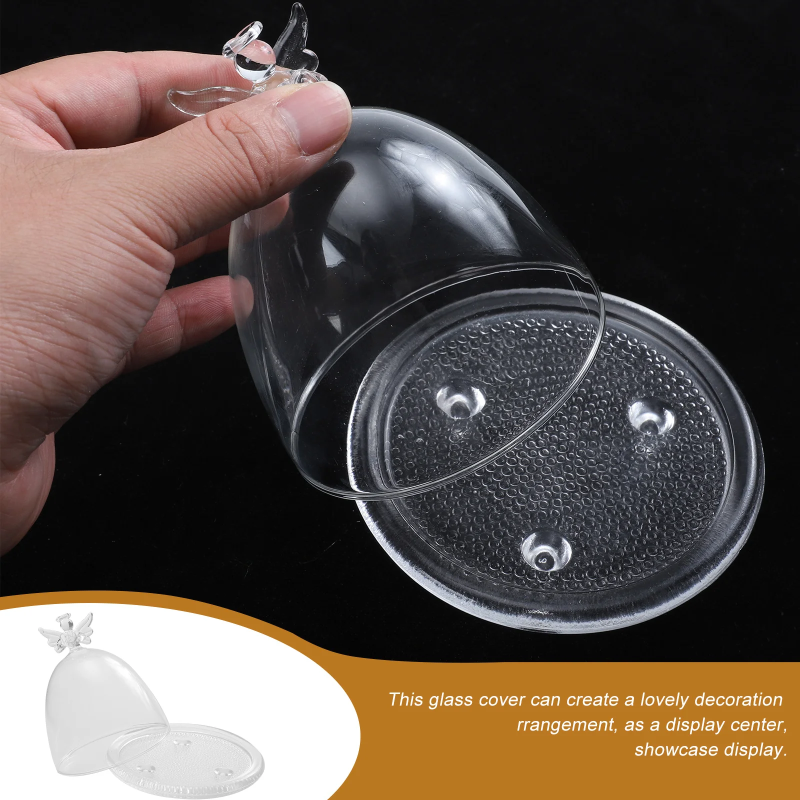 

1Set Elegant Glass Cover Micro Landscape Shade Adornment for Treasured Collectibles Display Glass Display Dome