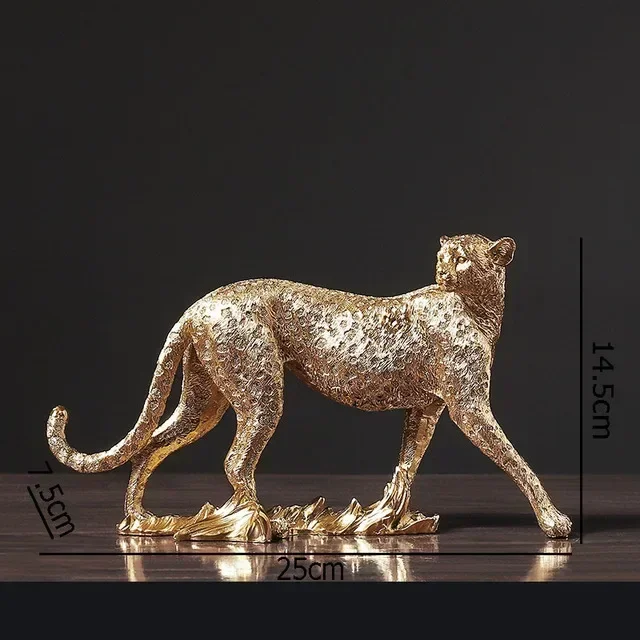 Retro Cheetah Statue Animal Figurine Panther Leopard Sculpture Home Office Table Desktop Decor Ornaments Gifts