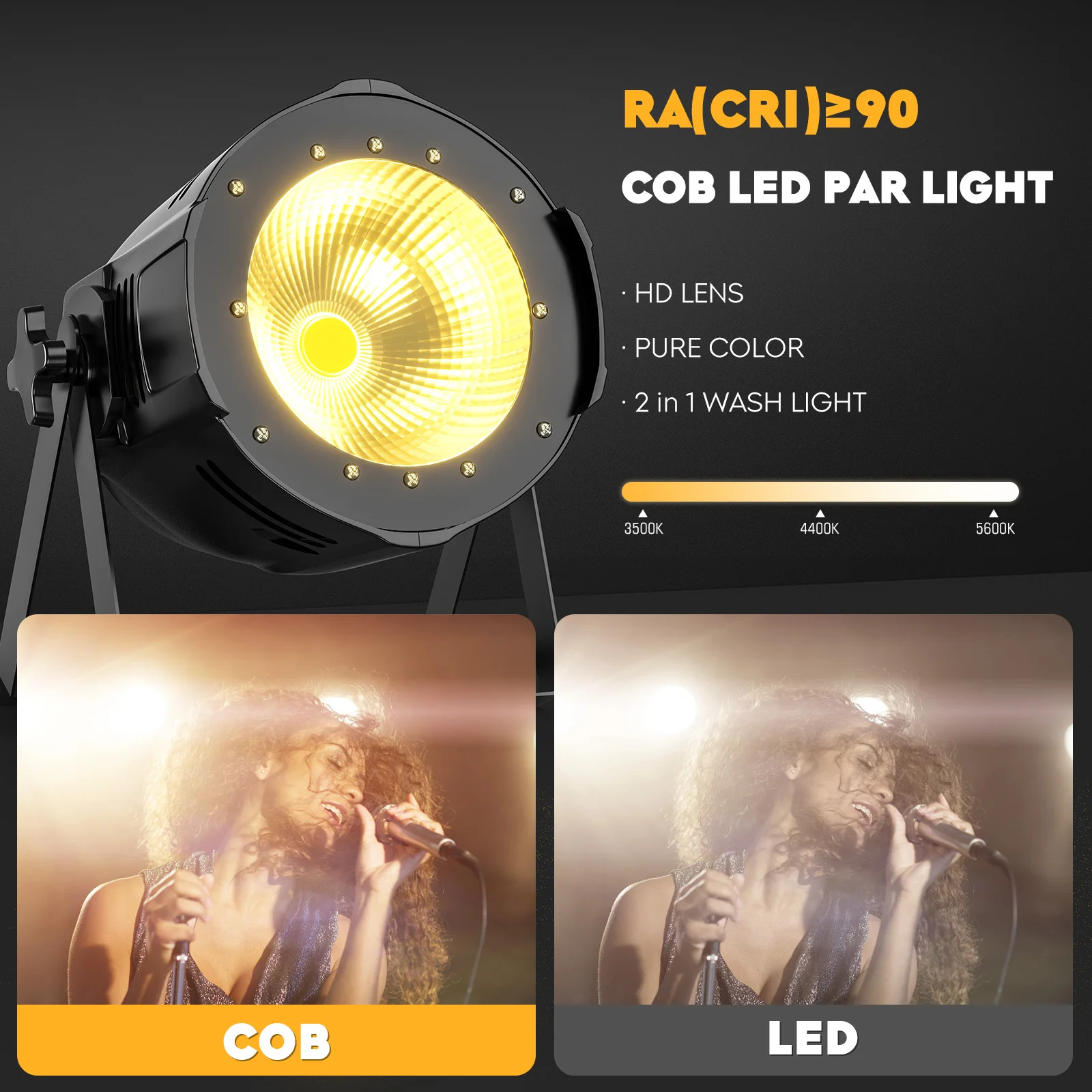 U'King 4Pcs/Set 100W COB Par Lights Warm&Cool White Stage Lights DMX Spotlights For DJ Church Concert Christmas Wedding Party