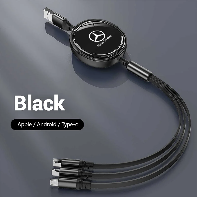 New Retractable 100W Fast Charge Cable iPhone USB Type For Mercedes Benz E-Class E260L C260L E200 E260 E300 Accessory Keychain - view 3